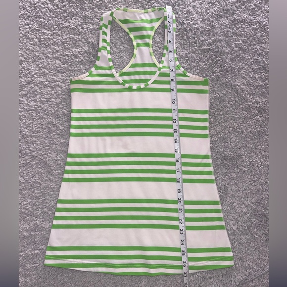 Lululemon Women’s Cool Racerback Tank Top Ocean Stripe Frond Green/White Size 4 - Picture 3 of 4